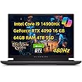 NewestDell Alien.ware m18 R2 Gaming Laptop, 18" FHD+ 480Hz 3ms, Intel Core i9 14900HX, 64 GB RAM 4 TB SSD, NVIDI.A GeForce RTX 4090 16 GB, CherryMX mechanical keyboard with Copilot key Windows 11