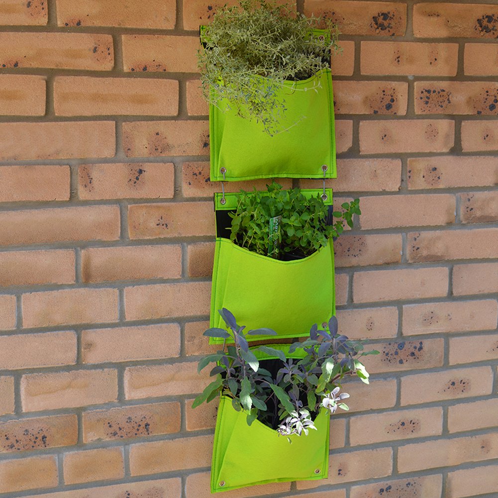 VegTrug Felt Herb Pot Set - Lime Green (3-Piece)