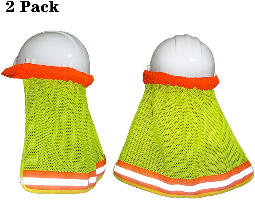 Minleer Hard Hat Sun Shade Neck Shield (2 Pack), Full Brim Mesh Neck