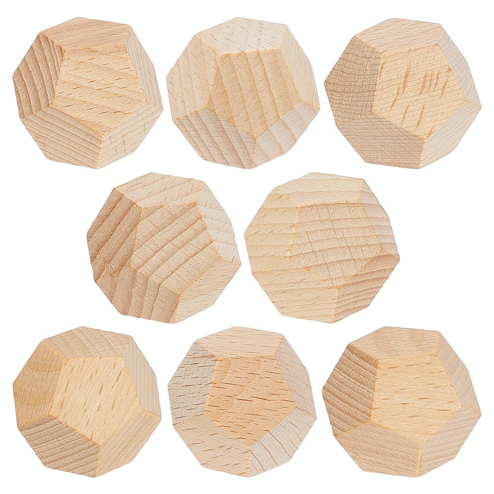 BENECREAT 8pcs Unfinished Wood Crafts Dice, 30×37mm/1.2×1.4 Inch DIY Wooden Dices, Small Blank Blocks for Crafts, DIY Projects, Play Games and Building Blocks for Stacking