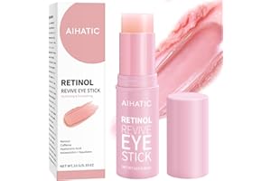 Aihatic Retinol & Caffeine Eye Balm Stick - Dark Circles Relief & Depuffing Treatment, Hyaluronic Acid + Collagen, Gentle Under Eye Cream for Sensitive Skin, Hydrates & Smooths Fine Lines, 0.35oz/10g