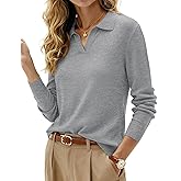 Kate Kasin 2026 Women's Wool Blend Sweaters, Long Sleeve Polo Shirts, V Neck Knitted Fall Tops