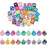 DICOSMETIC 36Pcs 18 Colors Dice Charms Bulk Resin Cube Charm Colorful Dice Pendant Small Fun Game Charms 3D Square Charm Pendant for DIY Bracelet Necklace Earring Jewelry Making, Hole: 2mm