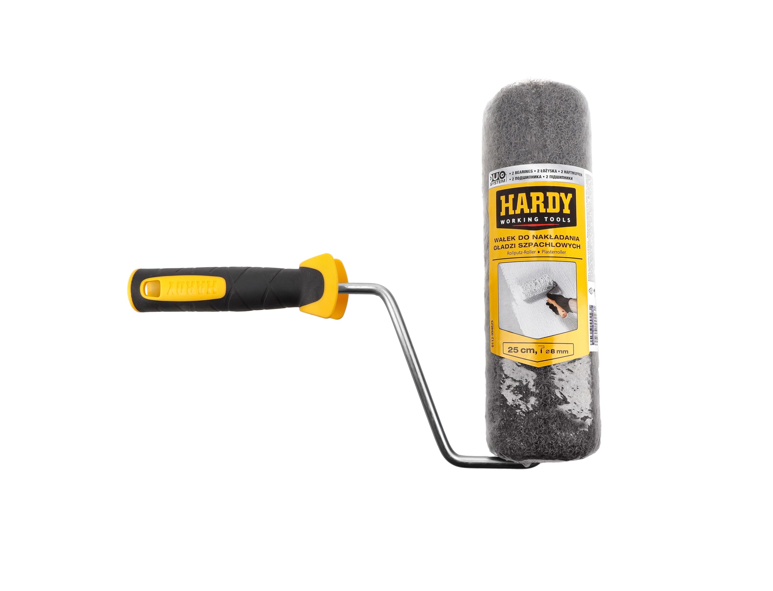 HARDY WORKING TOOLS Roller for Putty 25 cm - Special Roller for Putty & Plaster Application - Ergonomic Handle - Alloy Steel & Elastic Fibre