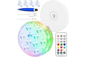 Qoolife Rechargeable Submersible LED Lights with Magnetic Base – IPX8 Underwater Pool Lights for Pond, Aquarium, Spa, Party, Shower (1-Pack)