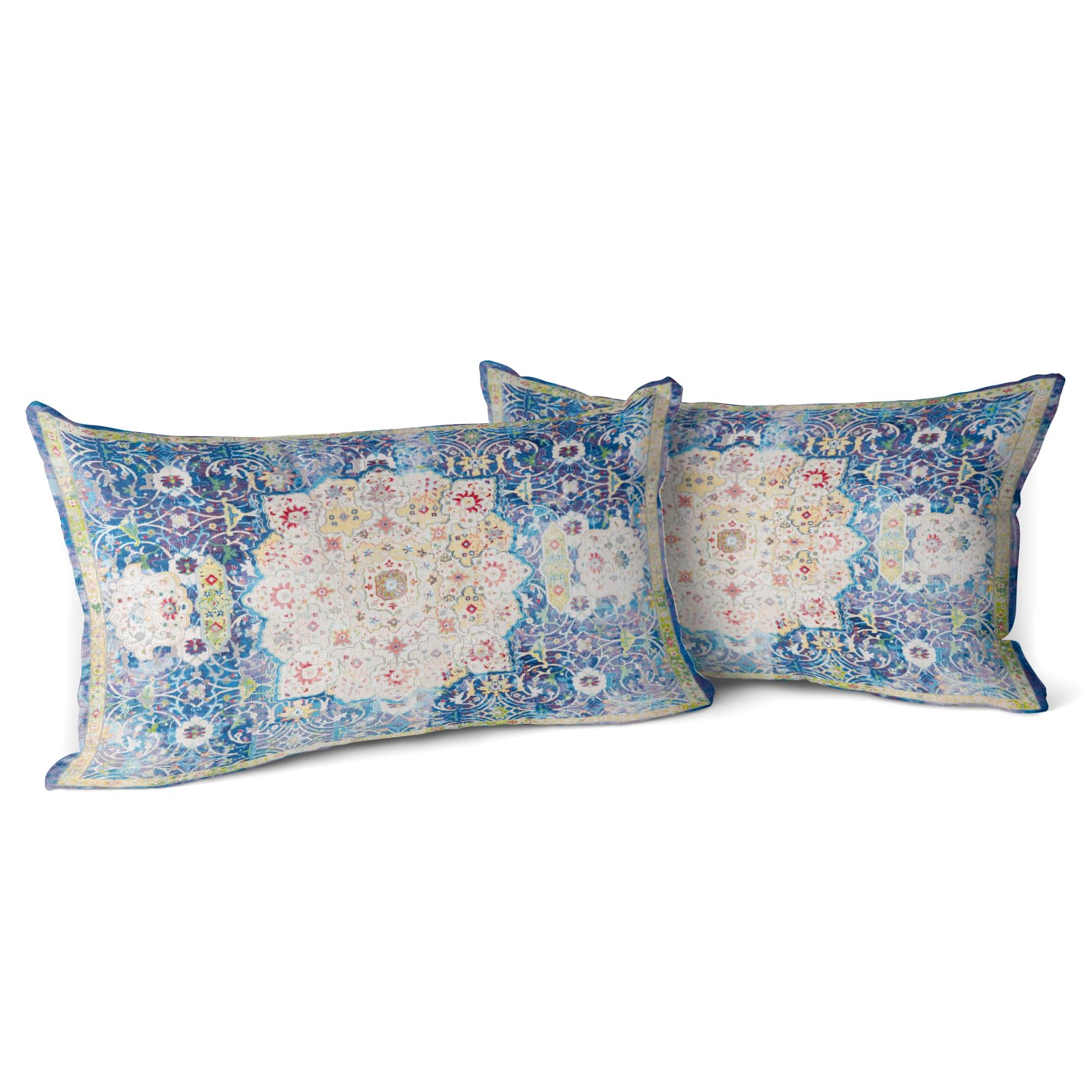 Snylcce Boho Throw Pillow Covers Set of 2 Midnight Blue Antique & Vintage Design, Double-Sided Pattern - 30x50 cm Soft Cushion Covers for Garden Couch, Sofa, Bed - Decorative 12x20 Inch Pillowcases
