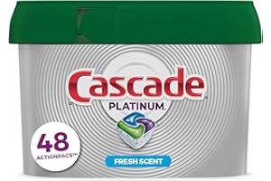 Cascade Platinum ActionPacs Dishwasher Detergent Pods, Fresh, 48 Count