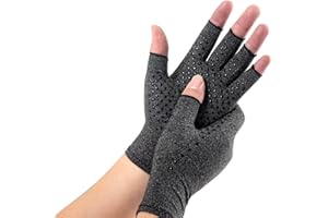HENOTIC Arthritis Compression Gloves for Women Men, Anti-Slip Glue Dot & Fingerless Breathable & Moisture Wicking Compression Gloves for Relieving Rheumatoid Pains, Joint Swell, etc