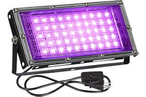 Rhea Arcas 50w LED Black Light,IP65 Waterproof uv Blacklight with Bracket,Glow in The Dark,Black Lights for Glow Party,Bedroom,Fluorescent Poster, Neon Glow,Stage Lighting, Birthday, Body Paint