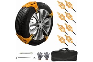 KAGOR Tire Chains 8Pcs Snow Chains Emergency Anti Slip Wheel Snow Anti-skid Chains Winter Universal Security Chains Tire Width 165mm-275mm/6.5-10.8'', Traction Thickening Durable for Most Cars/SUV/Trucks