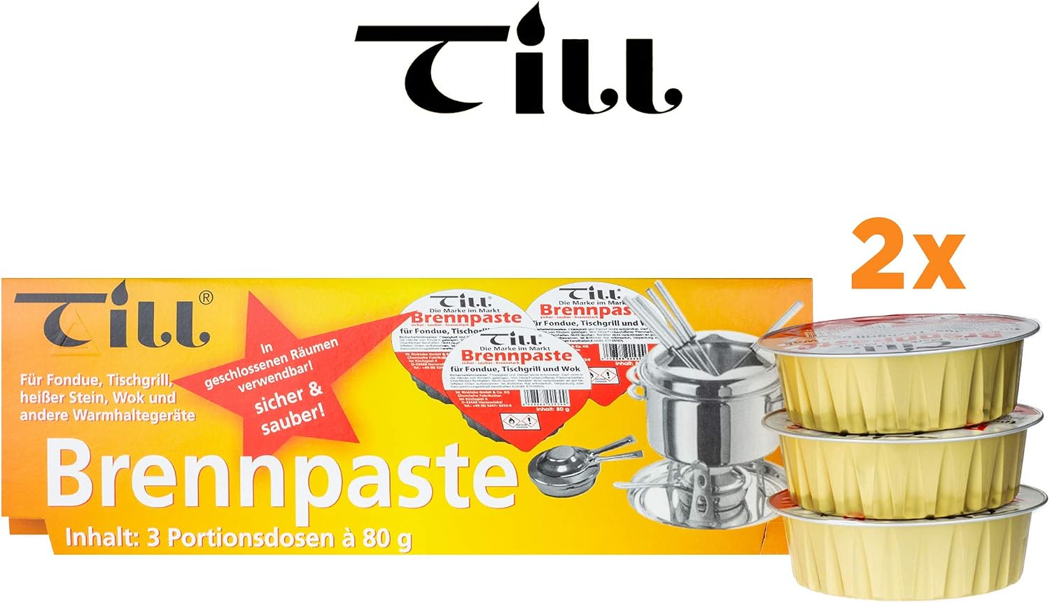Till Fondue Gel 3 x 80g pots per Pack - Different Sets (2X Set of 3 80g (6 Pieces)) - Image 5