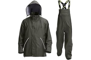 FWG Men's Workwear PRO Rain Suit - Ultimate Safety & Comfort | Waterproof, Durable PU Jacket & Bib Pants Set.