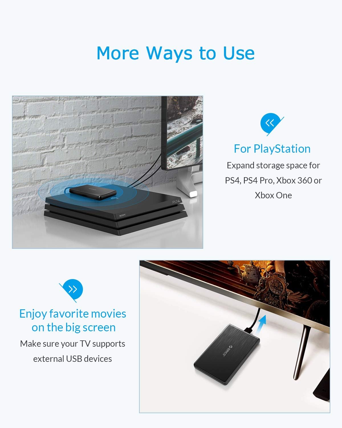 ORICO USB3.0 to SATA III 2.5" External Hard Drive Enclosure for 7mm and 9.5mm 2.5 Inch SATA HDD/SSD Tool Free [UASP Supported] Black(2189U3): Computers & Accessories