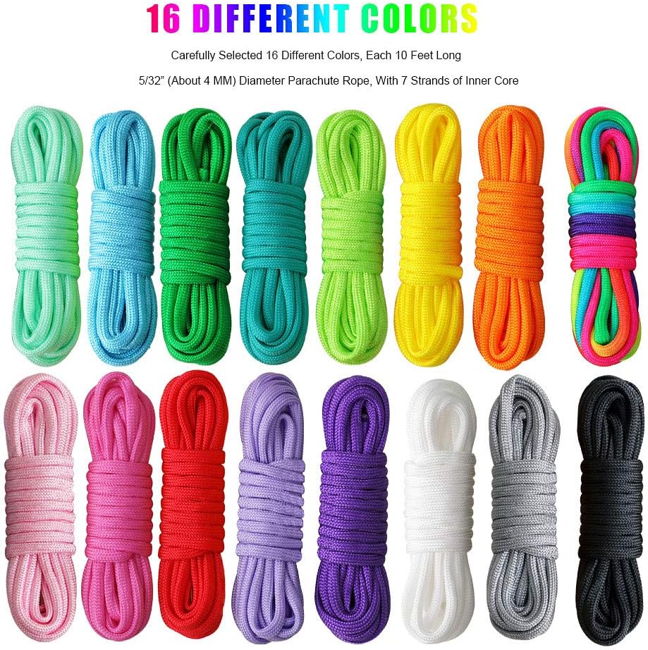 WEREWOLVES 550 Paracord - Survival Paracord Bracelet Crafting Kits Crafting Kits - Parachute Cord with Soft Tape Measure, Buckles, Carabiner, and Key Rings -Multicolor Rope Gift Box : Sports & Outdoors