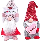 Kosuke 2Pcs Valentines Day Gnomes Decorations, Valentines Day Gifts for Her Girlfriend Wife Him Wedding for Women,Valentine Day Couple Decor Handmade Plush Gnomes Decorations for Home Table