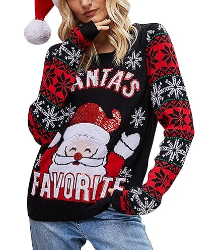 Pull De Noël Femme Col Rond Pull Tricoté Pullover Noël Wapiti Flocon De Neige Dames Renne Bonne Année Pulls Confortable Hiver Chaud Chic Ajusté Bleu Marine S