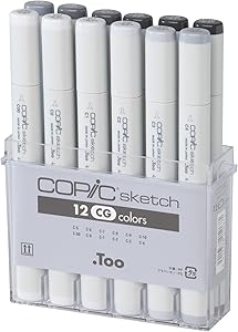 Copic Markers 12-Piece Sketch Set, Cool Gray