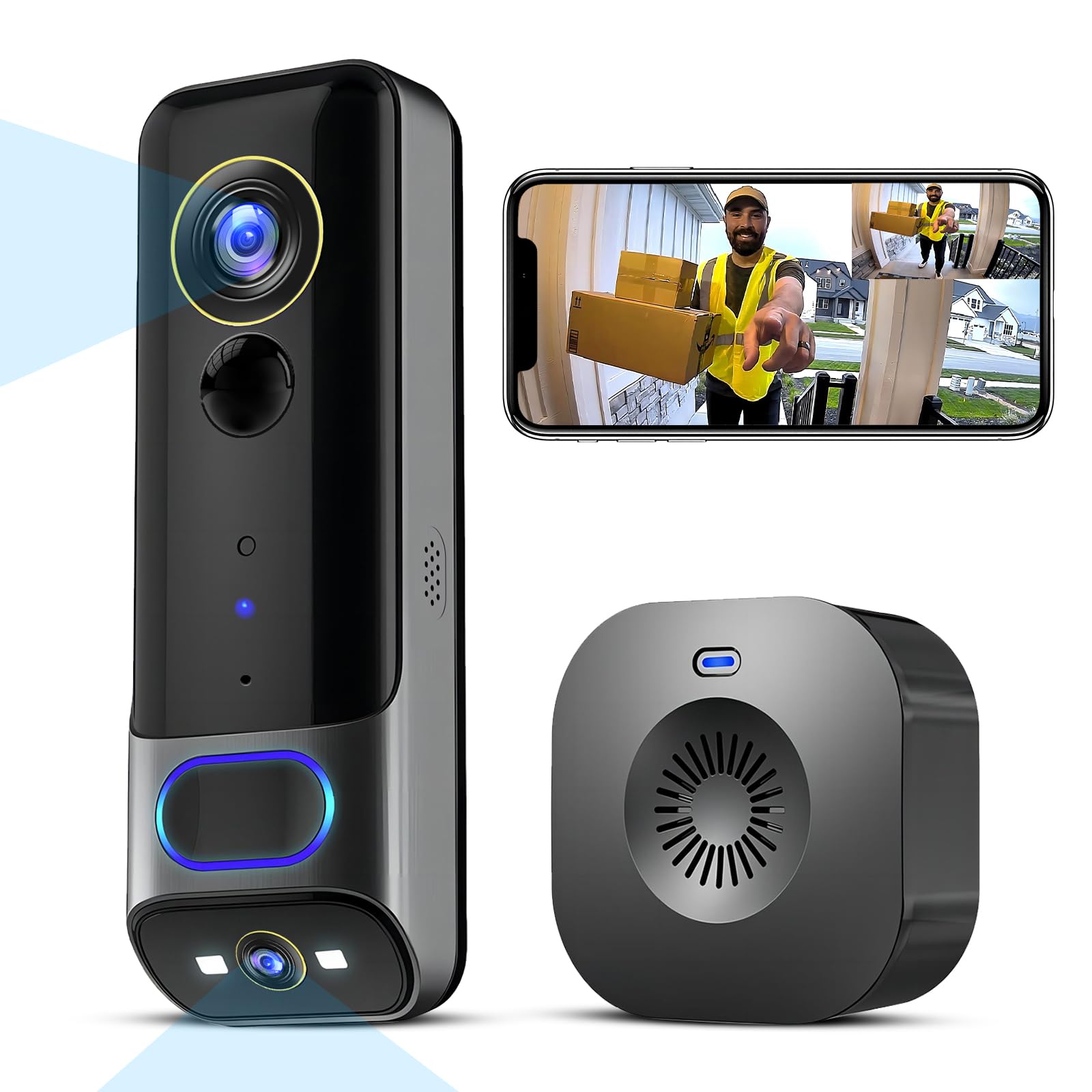 Photo 1 of Video Doorbell Camera Wireless , Dual Camera Doorbell with Chime, Delivery Guard,2-Way Audio,Human Detection,Night Vision,No Subscription
