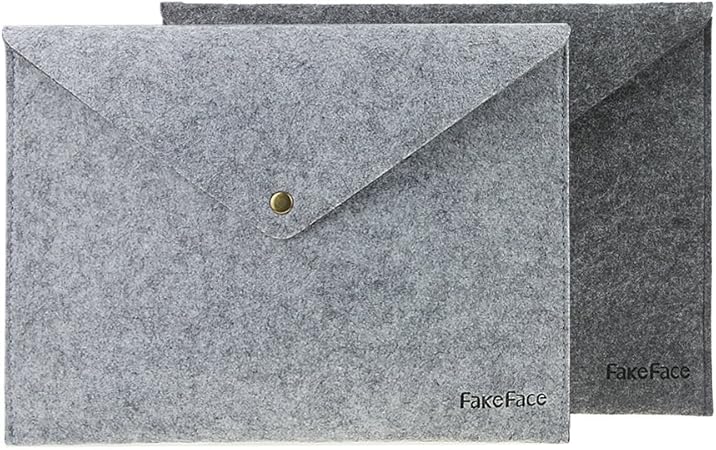 Amazon ファイルケースa4 ファイル収納バッグお洒落 クリアファイルケース 2点セット 書類収納ファイル スナップボタン開閉で安心 書類ホルダー ビジネス用品 事務グッズ フェルト素材で見た目も手触り感も抜群 ダークグレー ライトグレー ケースファイル