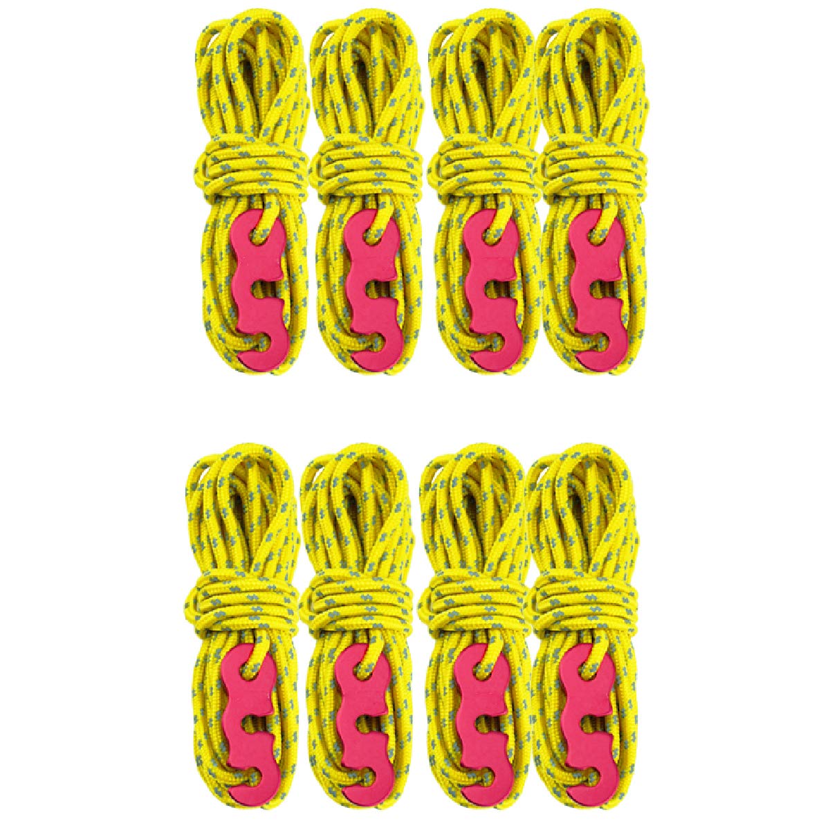 Azarxis Reflective Guy Ropes 3mm Guylines 4m / 13ft Tent Camping Cords Lightweight with Heavy Duty Aluminum Line Adjusters Tensioners for Tying Down Tarps Fixing Outdoor Packaging (Yellow - 8 Pack)