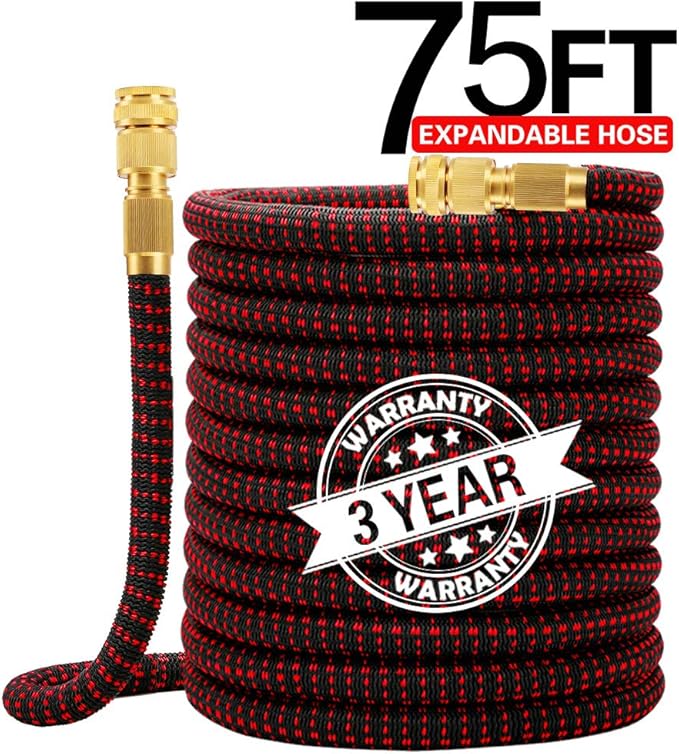 75FT Expandable Garden Water Hose-3750D Polyester Cover Fabric |Double