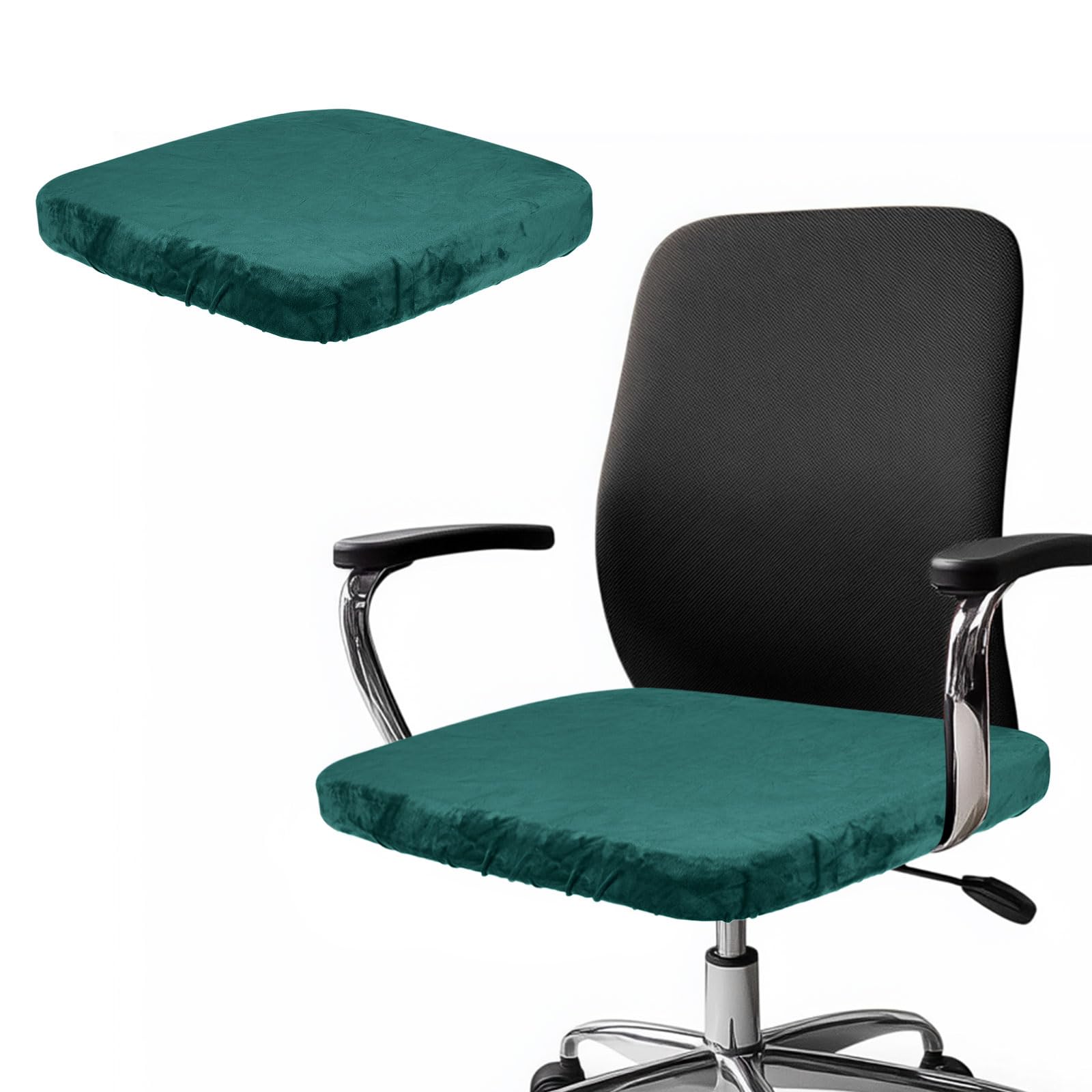 Photo 1 of uxcell Office Chair Cover, Stretchable Soft Rotating Chair Slipcover Washable Desk Computer Seat Cover Protector for Office Home, 30-45cm, Dark Green