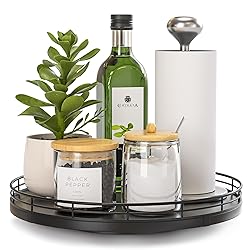 10" Oak Wood Lazy Susan Turntable Organizer, Lazy