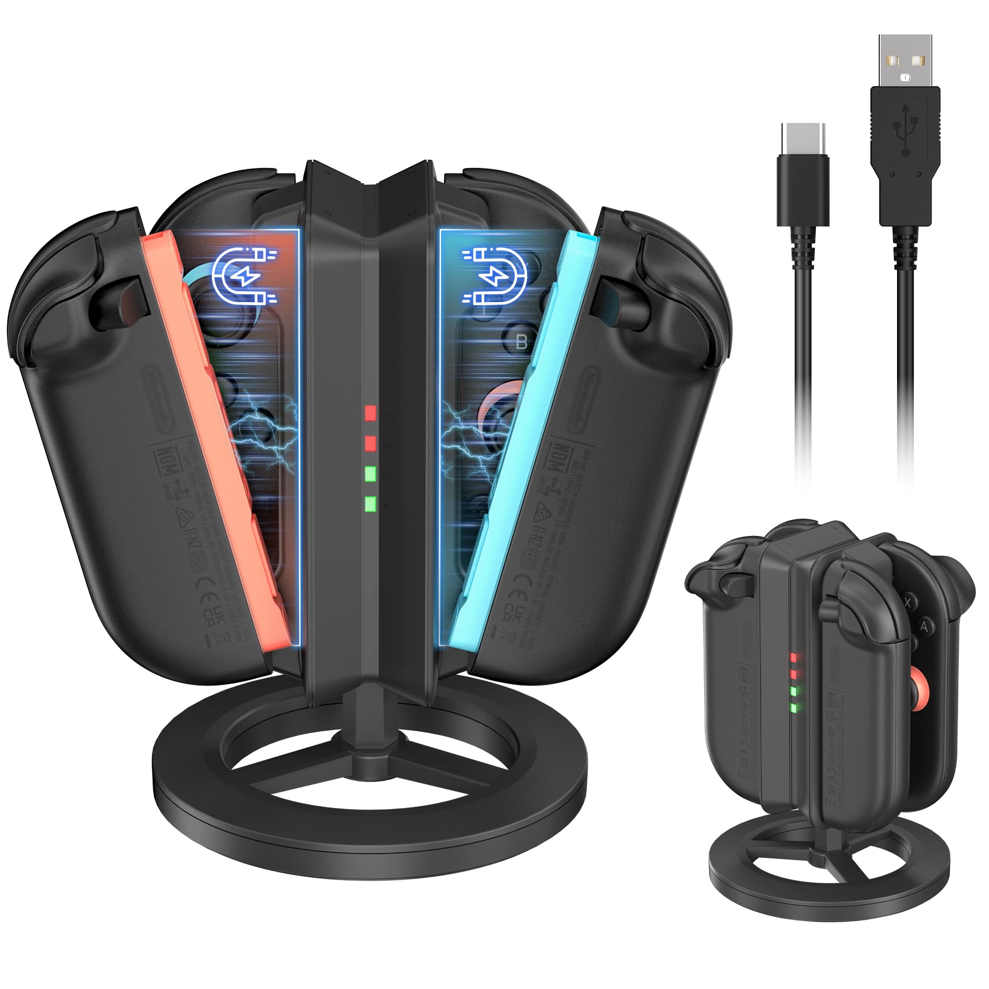 DGBOSEN Charging Dock for Switch 2 Joy-Con Controllers, Single-Direction Magnetic Controller Charger Station with LED Indicators & Overcharge Protection for Joycon 2 Game Console Accessories