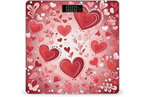 Valentine Pattern Bathroom Scale for Body Weight 400 Lb Weight Scale with High Precision Sensors Tempered Glass Highly Accura