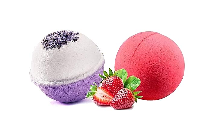 Lavender & Strawberry Bath Bomb Moisturizes Dry Sensitive Skin 90 g Each
