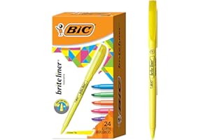 BIC Brite Liner Highlighters with Chisel Tip for Broad and Fine Lines, 24-Count Pack in Assorted Colors