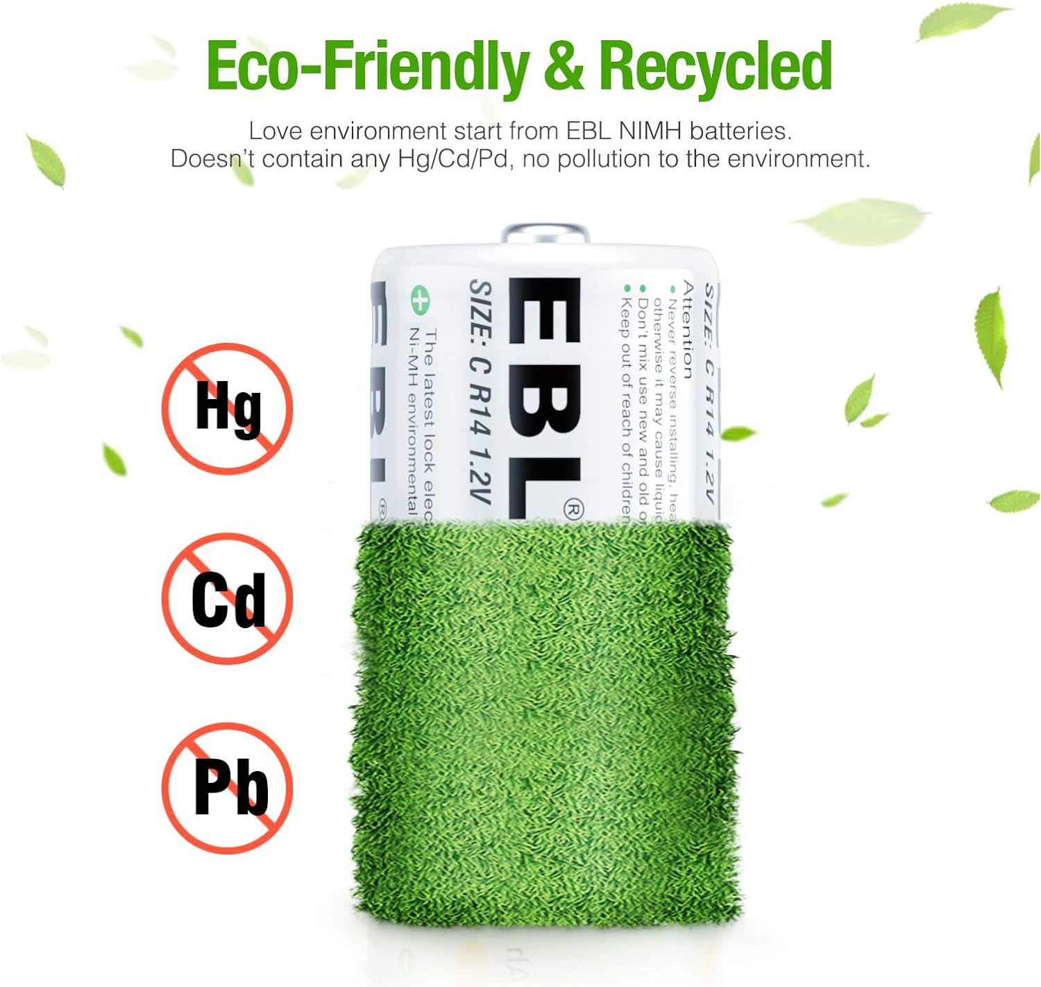 EBL Rechargeable C Batteries 5000mAh Ni-MH C Size Battery, Pack of 8: Home Audio & Theater