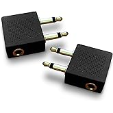 *Canadian Owned Business* 2pcs Gold Plated Airplane Flight Headphone Adapters - Use Own Headphones with Plane's In-Flight Ent