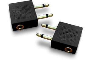 *Canadian Owned Business* 2pcs Gold Plated Airplane Flight Headphone Adapters - Use Own Headphones with Plane's In-Flight Ent