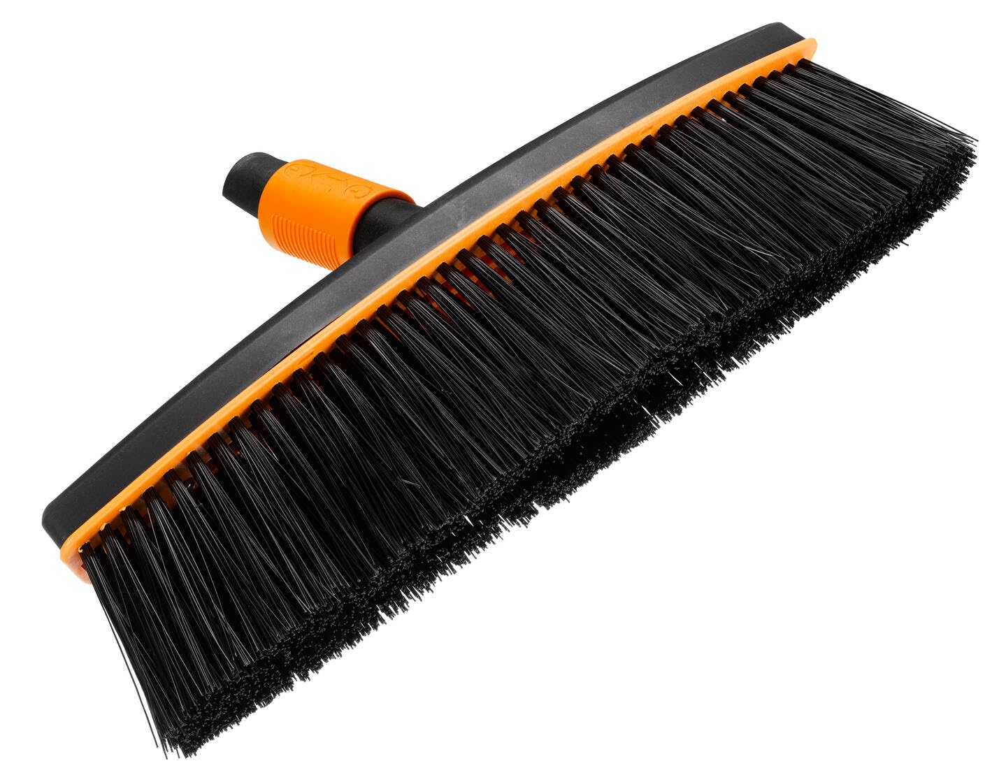 Fiskars Street Broom, Broom Head, Width: 38 cm, Plastic Bristles, Black/Orange, QuikFit, 1001416