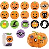Byhoo Halloween Stickers 1000 Pcsfor Kids, Pumpkin Bat Spider Stickers Roll | 16 Vibrant Colors and Designs, Round Seal Label Stickers, Envelope Seals Paster for Halloween Party Decorations