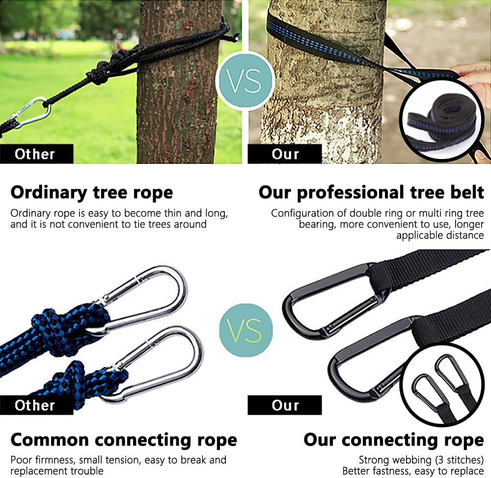 U/N Camping Hammock with Wide Lay Flat and Mosquito Net, Safe and Cozy, Durable Parachute Nylon Hanging Tent with Tree Straps, Portable Hammock for Outdoor, Indoor, Blue/Green: Sports & Outdoors