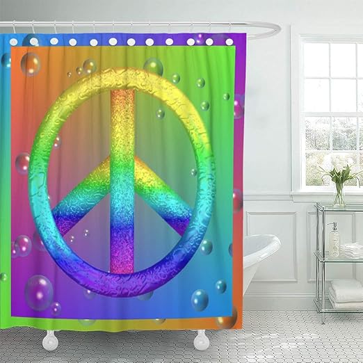 Amazon Com Semtomn Shower Curtain Hippie Peace Sign Woodstock