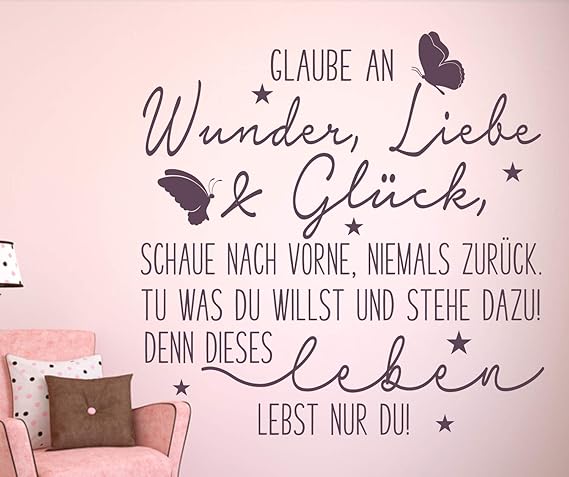 timalo® Wandtattoo Wohnzimmer Aufkleber Spruch - Glaube an Wunder Liebe
