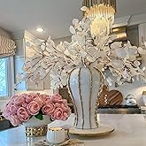 XIJIXILI Ginger Jar 18 inch White and Gold Vase Exquisite Large Ceramic Ginger Jar Vase for Home Decor Unique Stylish Design, Ideal as Decorative Centerpiece for Weddings, Home, Living Room