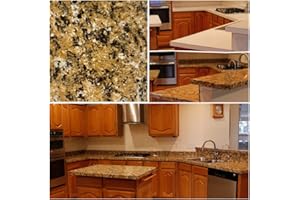 Ez Faux Decor Gold Granite | Kitchen Peel & Stick Countertop Wrap | Self Adhesive Vinyl Countertop Cover | 36” x72” | Peel & Stick Removable Wallpaper | Waterproof Granite Contact Paper Countertops