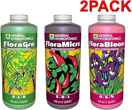 Amazon Com General Hydroponics Flora Grow Bloom Micro Combo Fertilizer 2 Pack Quart Garden Outdoor