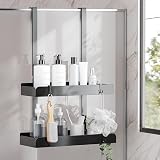 Pickpiff Shower Caddy Hanging Organizer 2-Tier Stainless Steel Black Over Door view 4