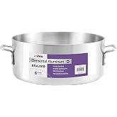 Winco Aluminum Brazier, 40-Quart, Medium | Large flat bottom, Even heat distribution, Great for Braising, Simmering, Batch Cooking and Restaurant Kitchens
