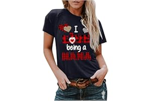 YHIWU Summer Tops for Women Casual Short Sleeve Love Printed T-Shirts Crewneck Loose Comfy Blouse Fashion Tees Basic Tops