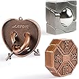 MHY Large Size Brain Teaser Puzzles,3 Pieces Metal Cast Puzzle Games Toys,3D Highly Difficult Adult Puzzles, IQ Educational Box for Teens…