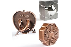 MHY Large Size Brain Teaser Puzzles,3 Pieces Metal Cast Puzzle Games Toys,3D Highly Difficult Adult Puzzles, IQ Educational Box for Teens…