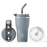 Ideus Insulated Tumbler with Lid and Straw 14 oz, Stainless Steel Double-Wall Vacuum Leak-Proof Travel Coffee Mug, Cup Holder Friendly, Ultimate Gray