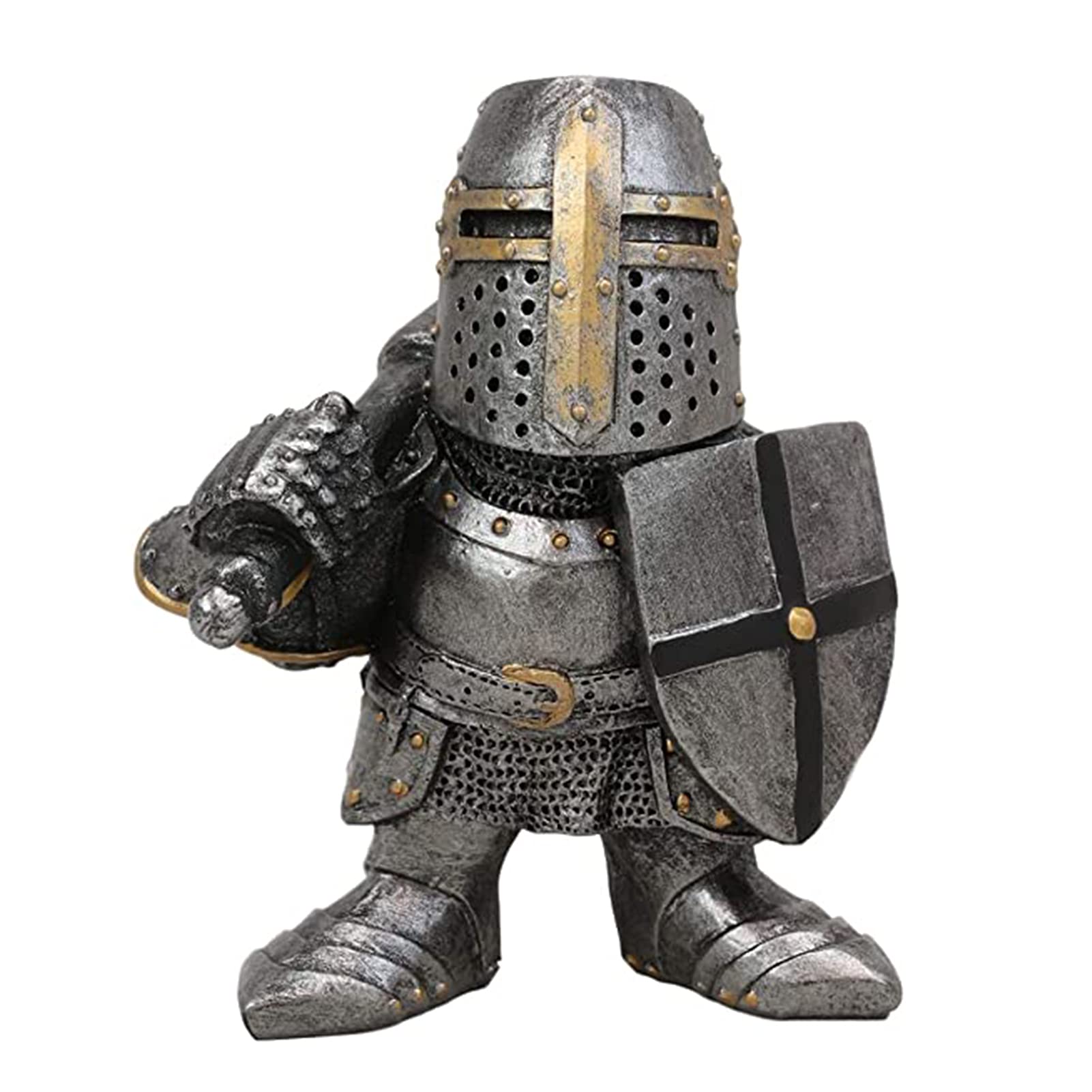 Lrxinki Knight Statue Ornaments, Resin Medieval Knight Armor Garden Sculpture, Gothic Temple Guard Figurine for Protecting Your Garden (D)