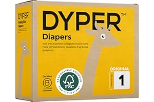 DYPER Baby Diapers Size 1 | Honest Ingredients | Cloth Alternative | Day & Overnight | Made with Plant-Based* Materials | Hypoallergenic for Sensitive Newborn Skin, Unscented